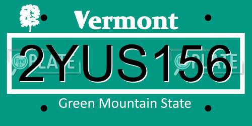 2YUS156 Vermont License Plate