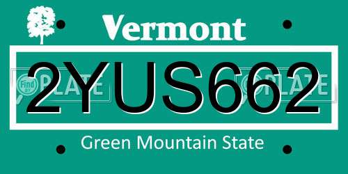 2YUS662 Vermont License Plate