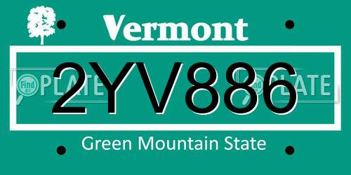 2YV886 Vermont License Plate