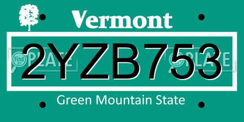 2YZB753 Vermont License Plate
