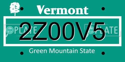 2Z00V5 Vermont License Plate