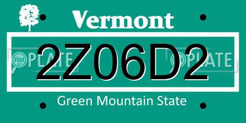 2Z06D2 Vermont License Plate