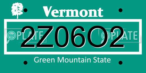 2Z06O2 Vermont License Plate
