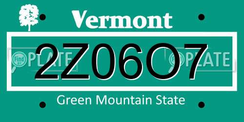 2Z06O7 Vermont License Plate