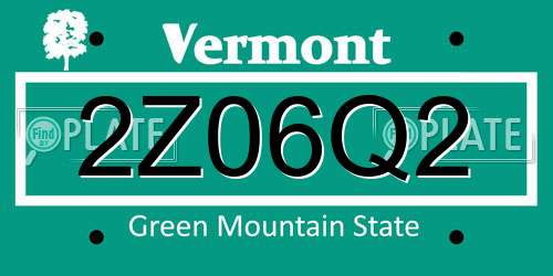 2Z06Q2 Vermont License Plate