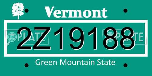 2Z19188 Vermont License Plate