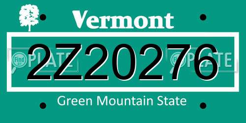 2Z20276 Vermont License Plate