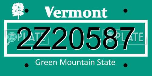 2Z20587 Vermont License Plate