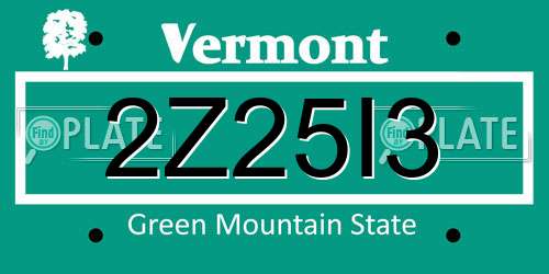 2Z25I3 Vermont License Plate