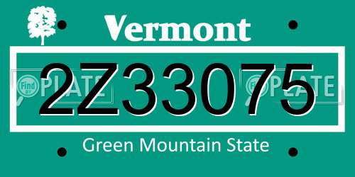 2Z33075 Vermont License Plate