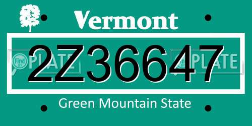 2Z36647 Vermont License Plate
