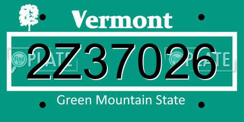2Z37026 Vermont License Plate