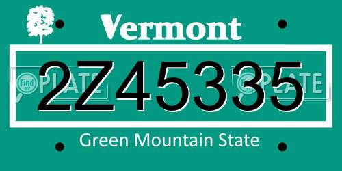 2Z45335 Vermont License Plate