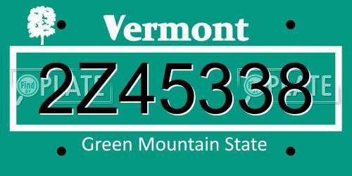 2Z45338 Vermont License Plate