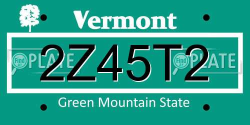 2Z45T2 Vermont License Plate