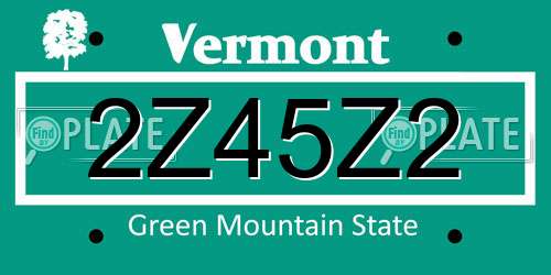 2Z45Z2 Vermont License Plate