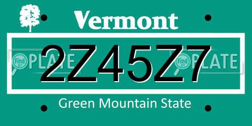 2Z45Z7 Vermont License Plate