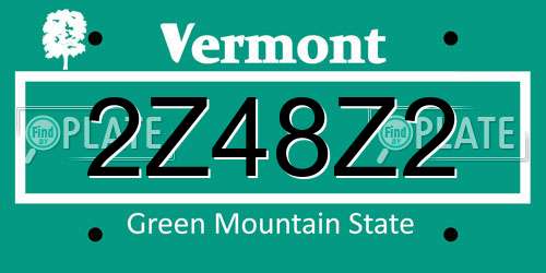2Z48Z2 Vermont License Plate