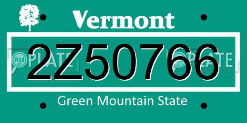 2Z50766 Vermont License Plate
