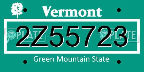 2Z55723 Vermont License Plate