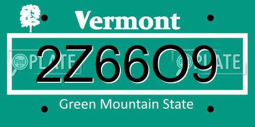 2Z66O9 Vermont License Plate