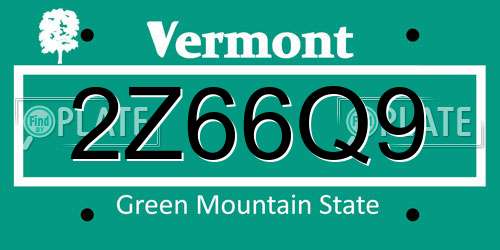 2Z66Q9 Vermont License Plate