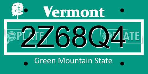 2Z68Q4 Vermont License Plate