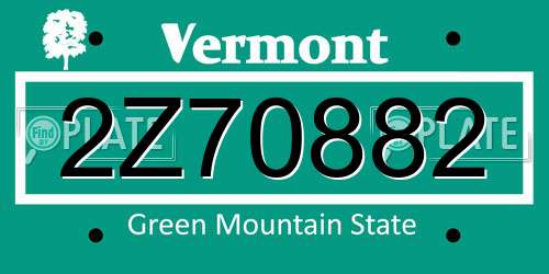 2Z70882 Vermont License Plate