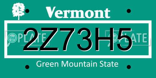 2Z73H5 Vermont License Plate
