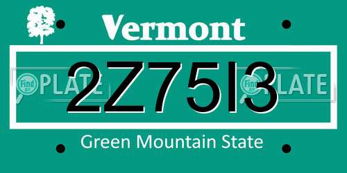 2Z75I3 Vermont License Plate