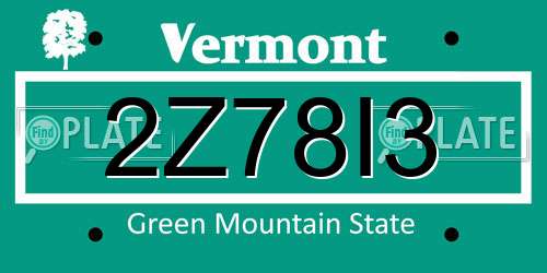 2Z78I3 Vermont License Plate