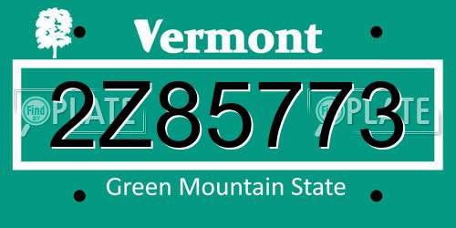 2Z85773 Vermont License Plate