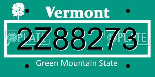 2Z88273 Vermont License Plate