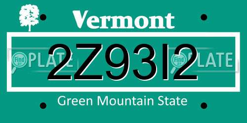 2Z93I2 Vermont License Plate