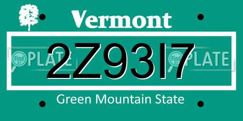 2Z93I7 Vermont License Plate