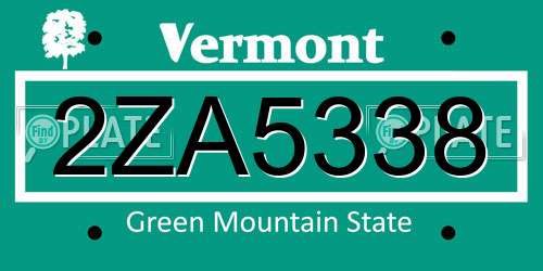 2ZA5338 Vermont License Plate