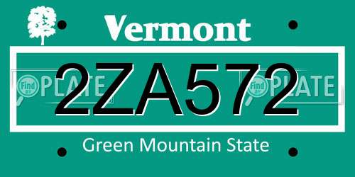 2ZA572 Vermont License Plate