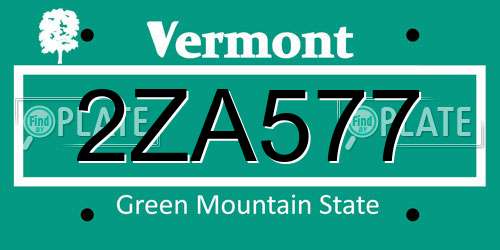 2ZA577 Vermont License Plate