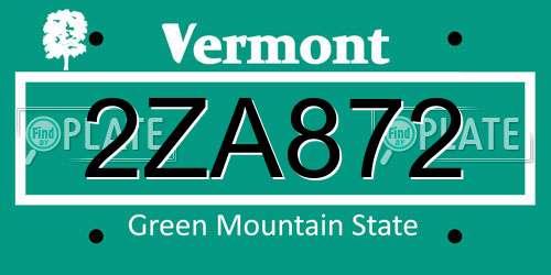 2ZA872 Vermont License Plate
