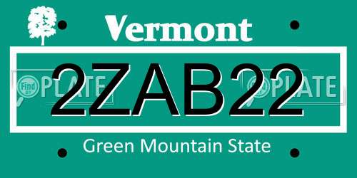 2ZAB22 Vermont License Plate