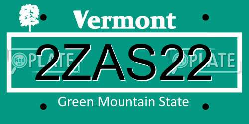 2ZAS22 Vermont License Plate