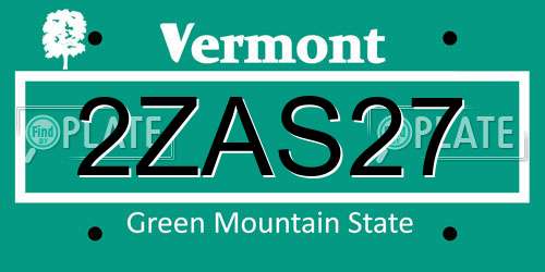 2ZAS27 Vermont License Plate