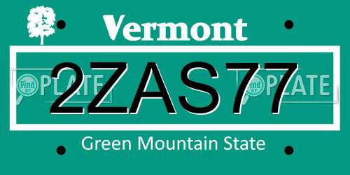 2ZAS77 Vermont License Plate