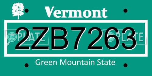 2ZB7263 Vermont License Plate