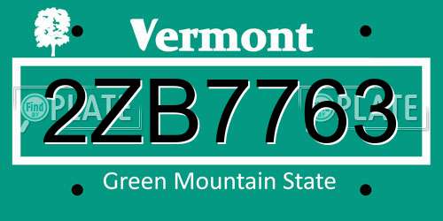 2ZB7763 Vermont License Plate