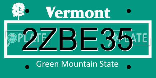 2ZBE35 Vermont License Plate