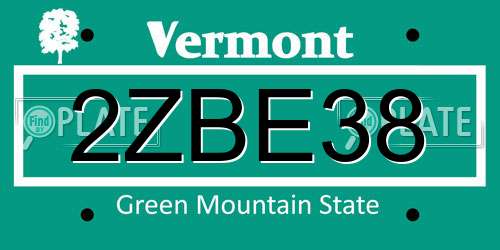 2ZBE38 Vermont License Plate