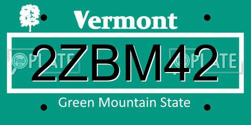 2ZBM42 Vermont License Plate