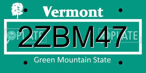 2ZBM47 Vermont License Plate