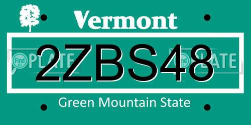 2ZBS48 Vermont License Plate